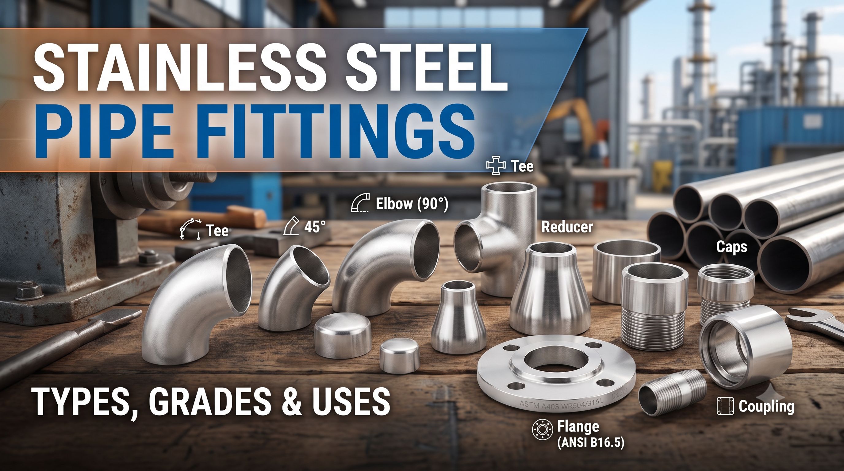 Stainless Steel Pipe Fittings — Types, Grades & Uses | Rhinox India